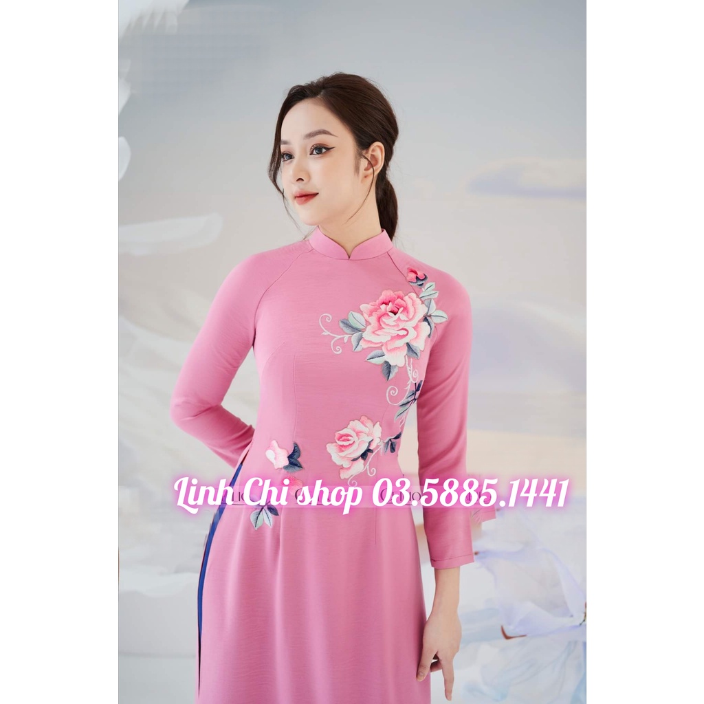 siêu rẻ áo dài thêu cao cấp 2023 hồng tây thi