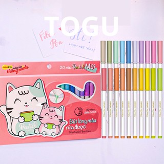 Bộ 20 màu bút Fiber Pen Pastel Thiên Long Colorkit bút trang trí sổ bullet journal viết tiêu đề calligraphy