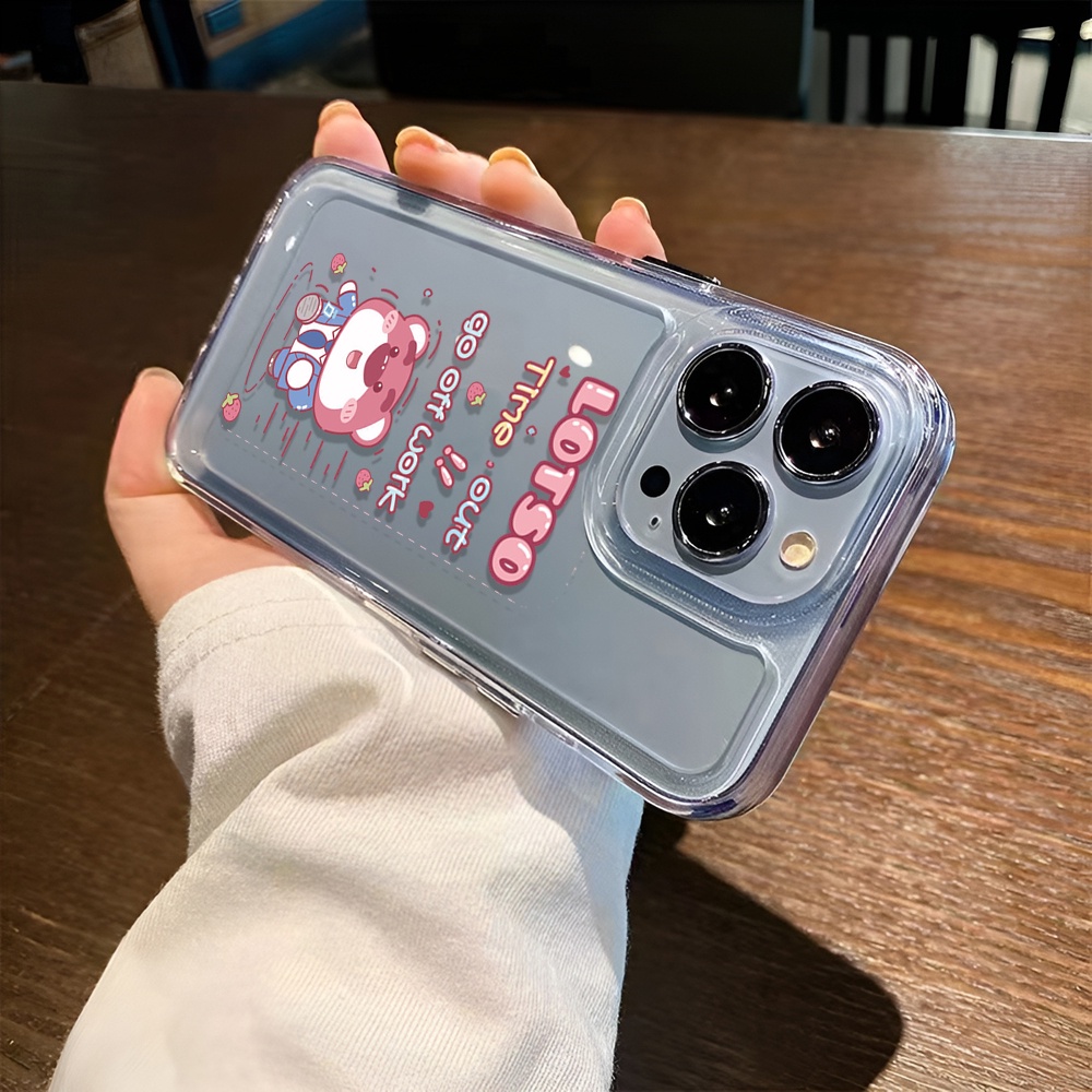 Ốp Điện Thoại Trong Suốt In Hình Gấu Và Dâu Tây Cho iphone 14promax 11 13 12 7Plus X XS Max