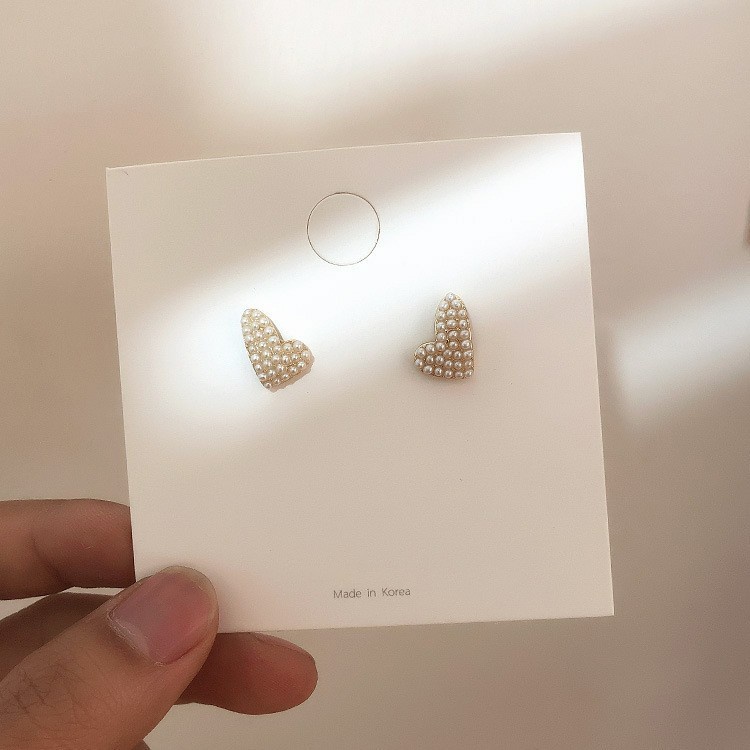 Khuyên Tai Hình Trái Tim Nhỏ Đính Hạt Ngọc Trai Cá Tính Và Cá Tính