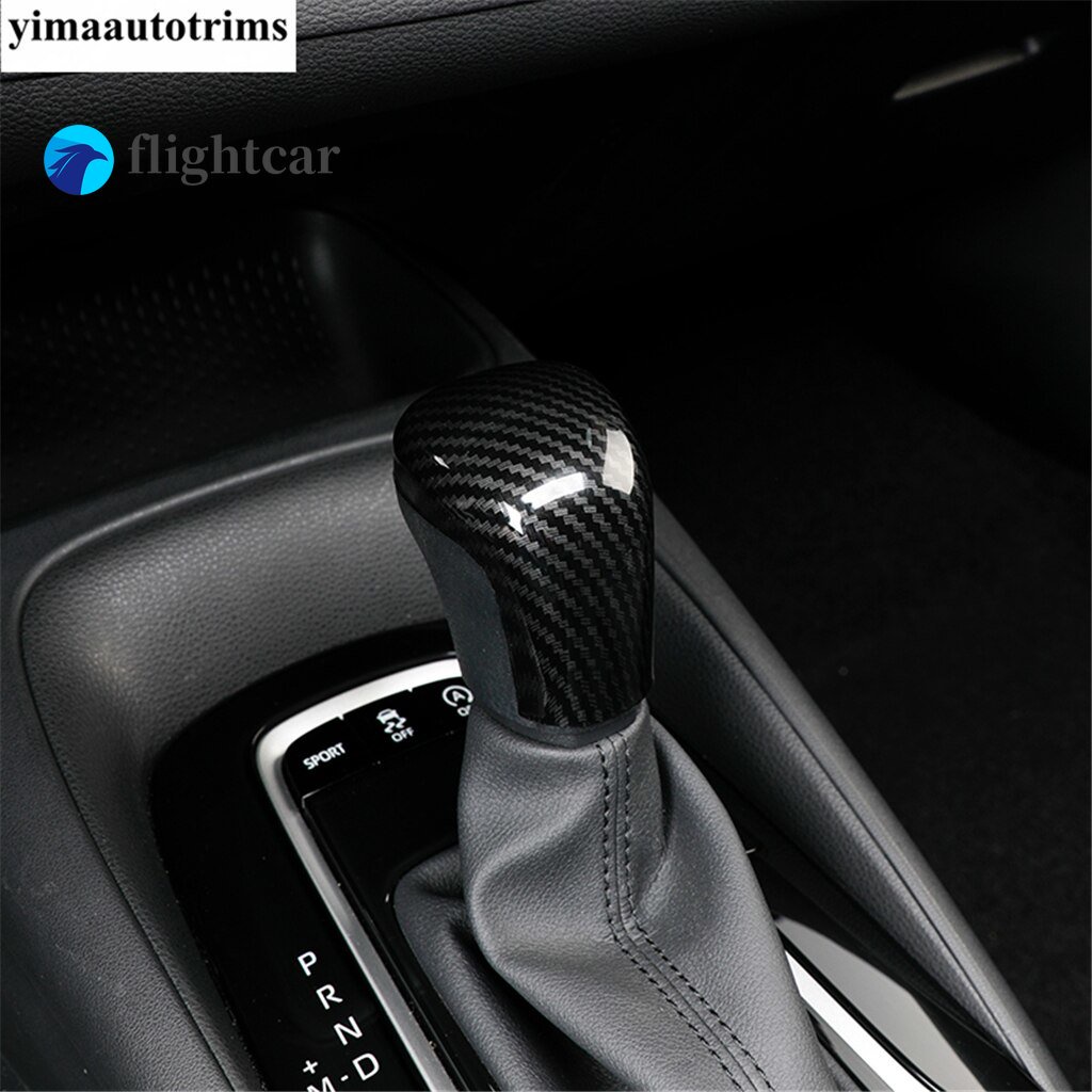 Miếng Dán Núm Gạt Cần Số Bằng ABS Họa Tiết Sợi Carbon Cho Toyota Corolla Cross 2021