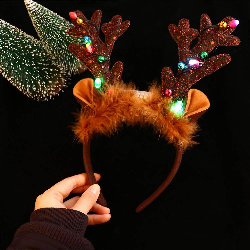ANEMONE Băng Đô Cài Tóc Hình Sừng Tuần Lộc Giáng Sinh Phát Sáng Độc Đáo