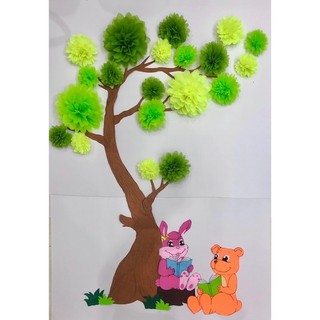 TÁN CÂY XANH TRANG TRÍ LỚP HỌC SIÊU ĐẸP , ĐƯỜNG NÉT ĐẬM  CẮT THỦ CÔNG VẼ TỈ MỈ ĐẸP TỪNG CHI TIẾT
