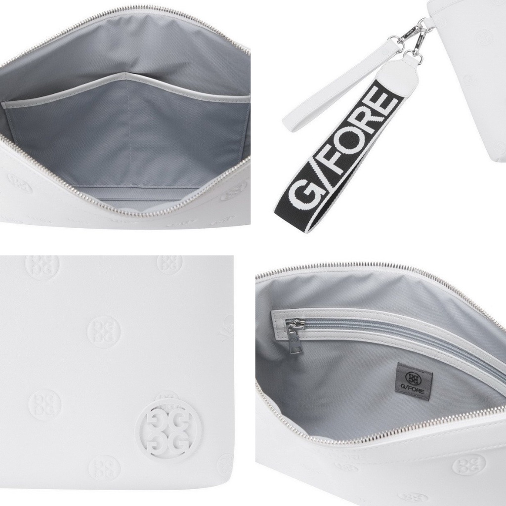 Túi Golf Da GFORE Trắng Đen Dây Cầm Tay - Pouch Bag