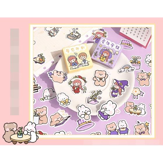 Set 50 Tấm Sticker hình dán Cô Gái - Chibi Dễ thương - chọn mẫu