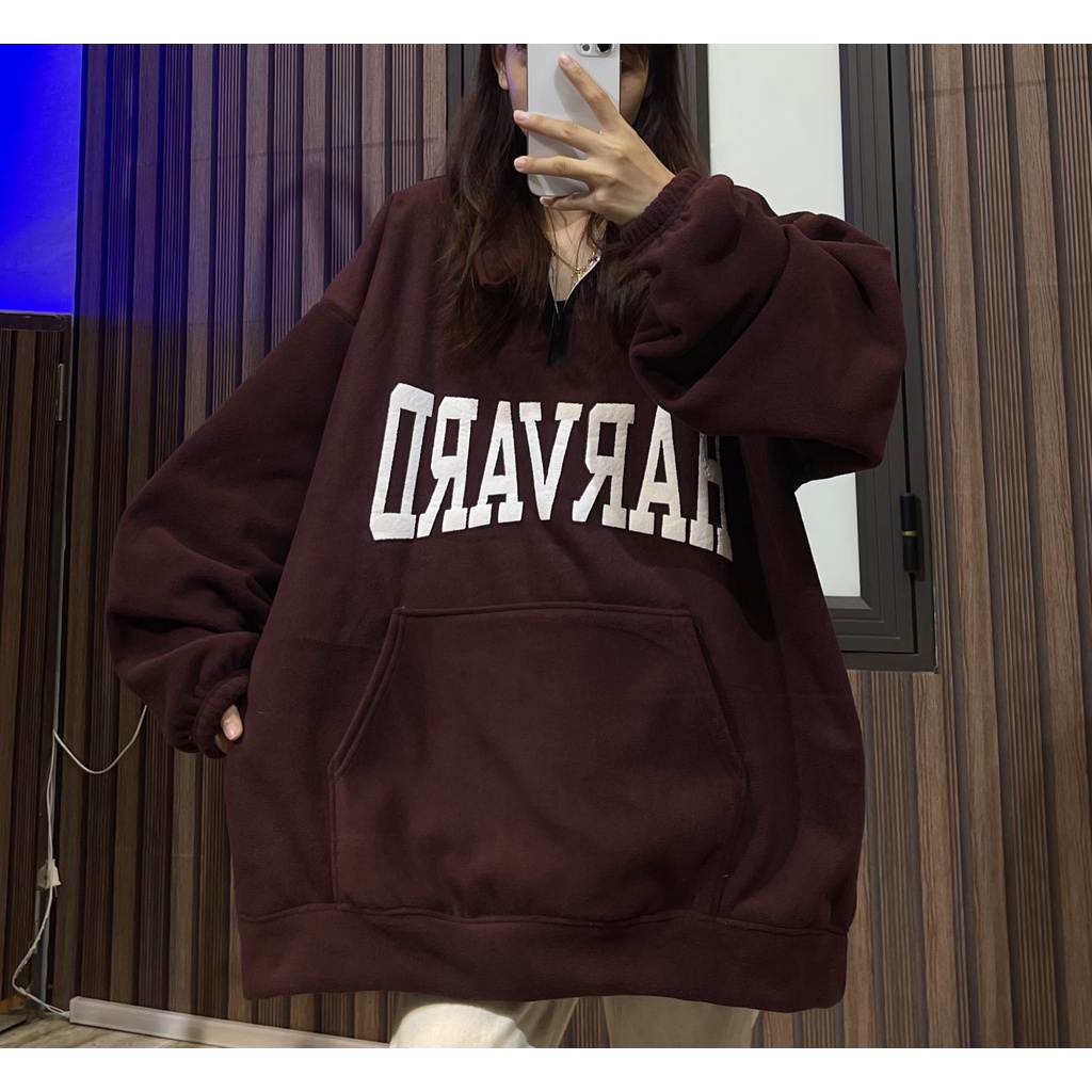 ÁO NỈ SWEATER ĐỎ ĐÔ CỔ ZIP POLO
