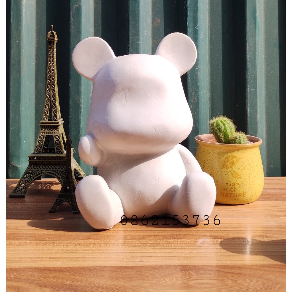 Tượng tô màu thạch cao gấu Bear Brick trơn - Tượng tô màu thạch cao - Ống đựng tiếc kiệm