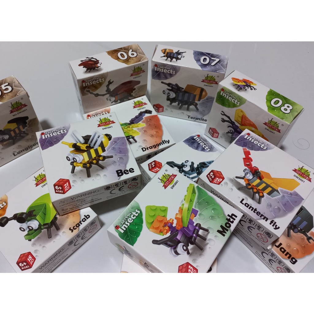 Bộ Xếp Hình Mini Con Côn Trùng, Lắp Ráp Thế Giới Động Vật, Bộ 24 Mẫu 20+PCS 07024