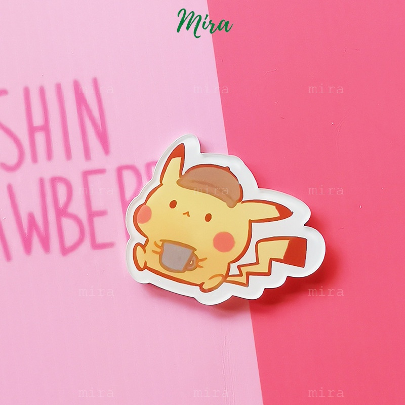 Ghim Cài Pokemon, Pikachu, Huy Hiệu Acrylic, Pin Cài Áo, Trâm Balo Đi Học Cực Cute MIRA-GC00578