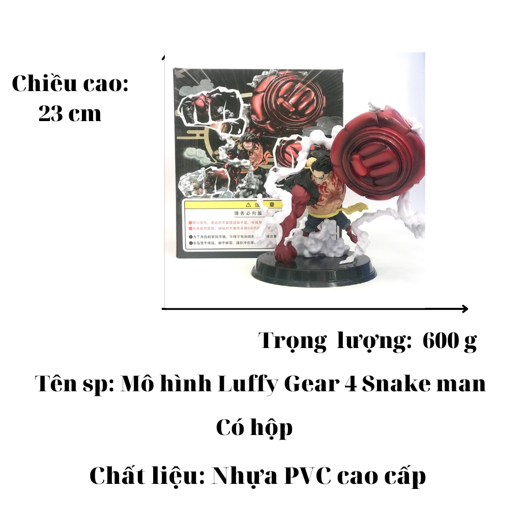 Mô hình One Piece Luffy gear 4 snake man Luffy Store cao 23 cm, mô hình nhân vật anime vua hải tặc, figure trang trí