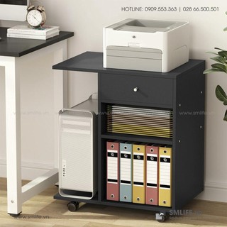 Kệ máy in bằng gỗ có hộc kéo