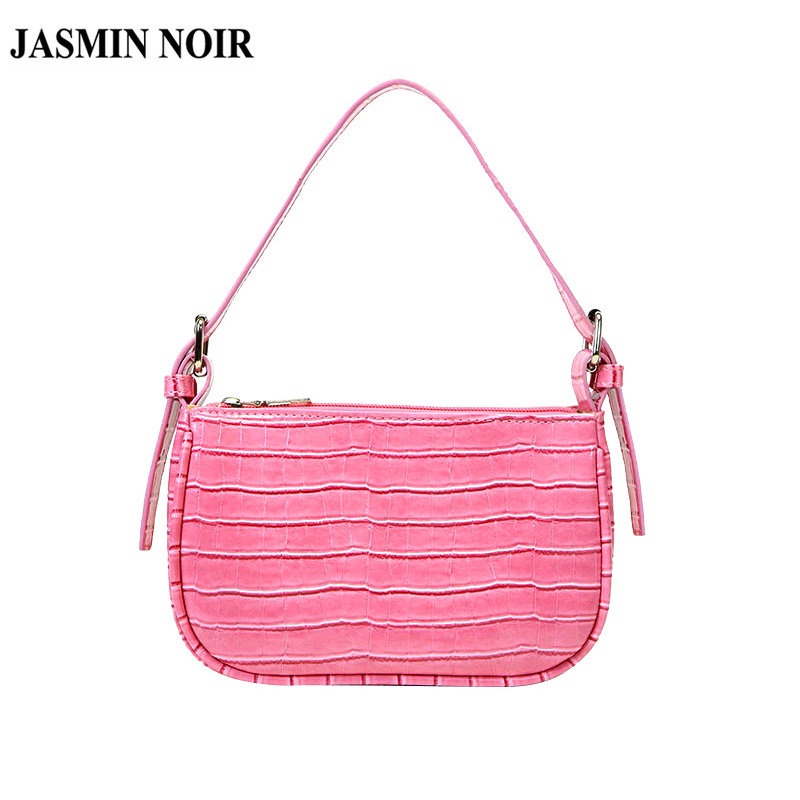 Túi xách đeo vai JASMIN NOIR vân da cá sấu phối dây xích thời trang dành cho nữ