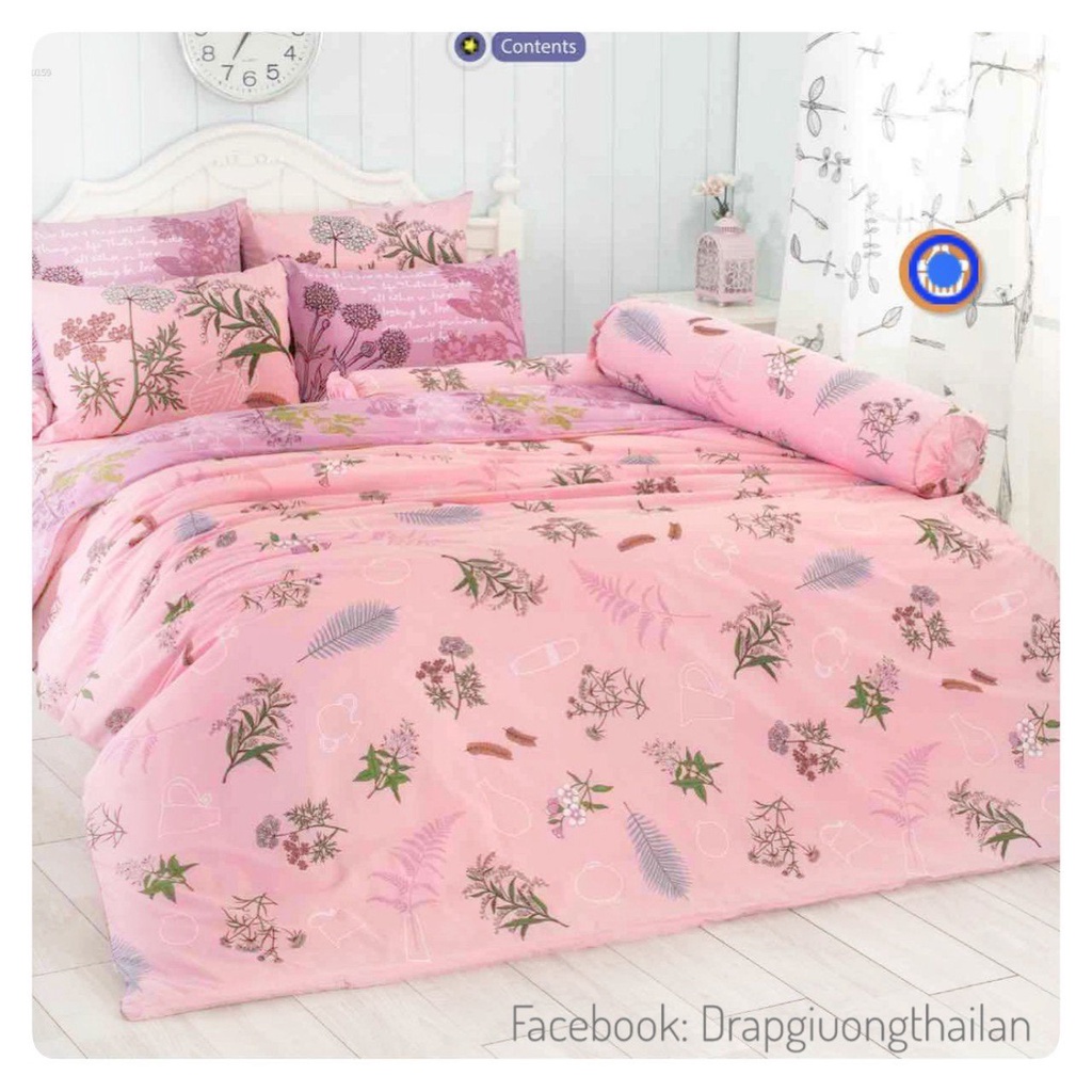 Drap cotton cao cấp hiệu TOTO BED  - Hàng nhập chính hãng Thái Lan - Họa tiết hoa