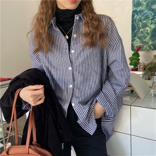 Áo sơ mi nữ tay dài kẻ sọc thời trang hàn quốc