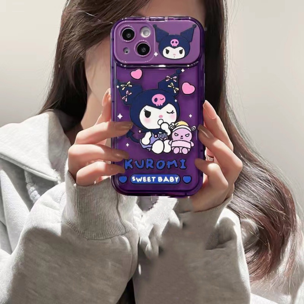 Ốp Điện Thoại TPU Mềm Mỏng Gắn Gương Trang Điểm Họa Tiết Kuromi 3D Cho IPhone 14 Pro Max 11 7Plus 13 12 11 Pro Max X XS XR
