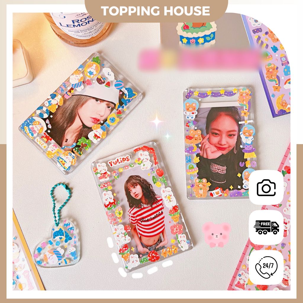 Sticker Hình Dán Trang Trí Toploader Lấp Lánh PET, Miếng Dán Họa Tiết Hoạt Hình - Topping House - DC34