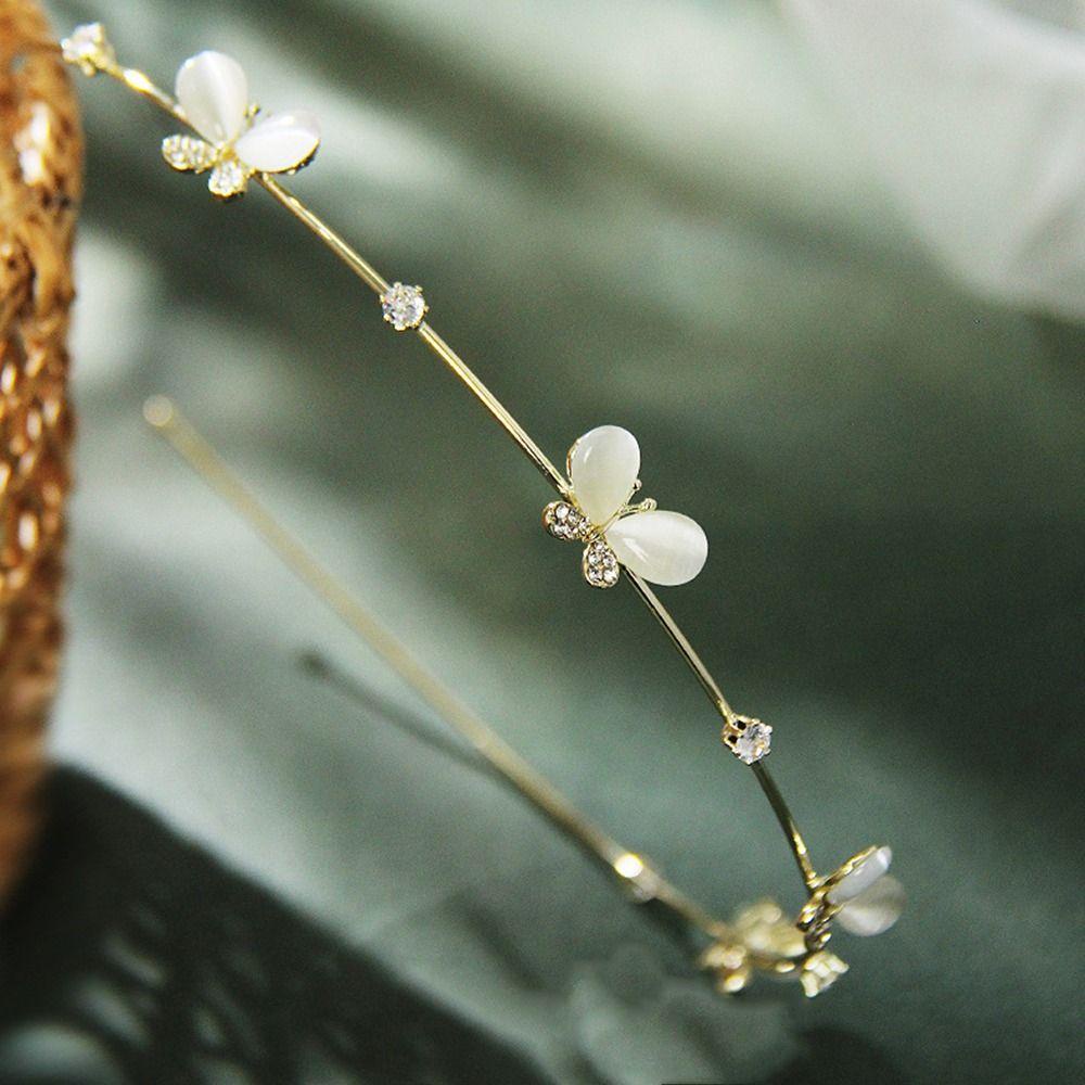 Băng Đô Cài Tóc Hình Vương Miện Bằng Hợp Kim Mỏng Thanh Lịch Cho Cô Dâu