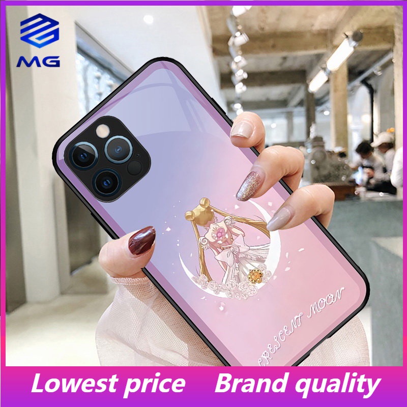 Ốp Điện Thoại Mặt Kính Hình Thủy Thủ Mặt Trăng Cho iPhone 14 14max 14promax 13Pro 13Promax 12ProMax 7plus 8plus XR XS X XSMAX 11ProMax