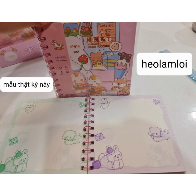 Sổ vuông lò xo cỡ lớn 145 x 145mm,138 trang, bìa dày, dễ thương, mã 21005
