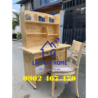 Bàn học sinh có kệ bằng gỗ thông rộng 1m kèm ghế gỗ