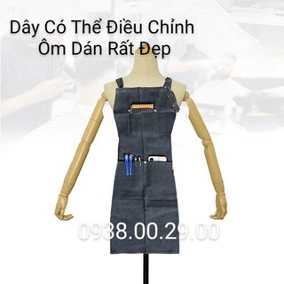 Tạp Dề Cắt Tóc Jean Loại Tốt Cho Thợ, Tạp Dề Jean Nhuộm Tóc, Pha Chế, Nấu Ăn.(Ảnh thật)