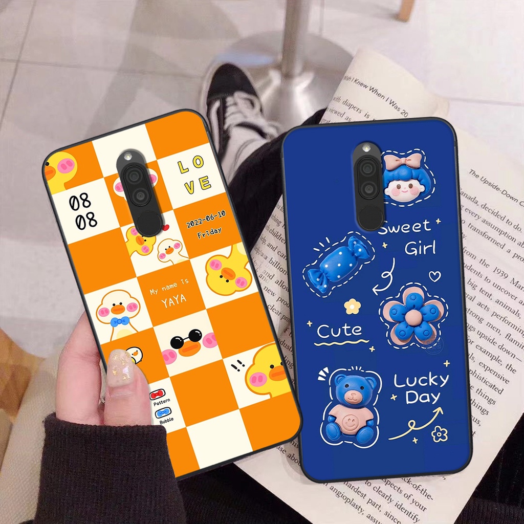Ốp Xiaomi Redmi 8 in hình gấu vịt caro nhiều màu sắc ngộ nghĩnh dễ thương