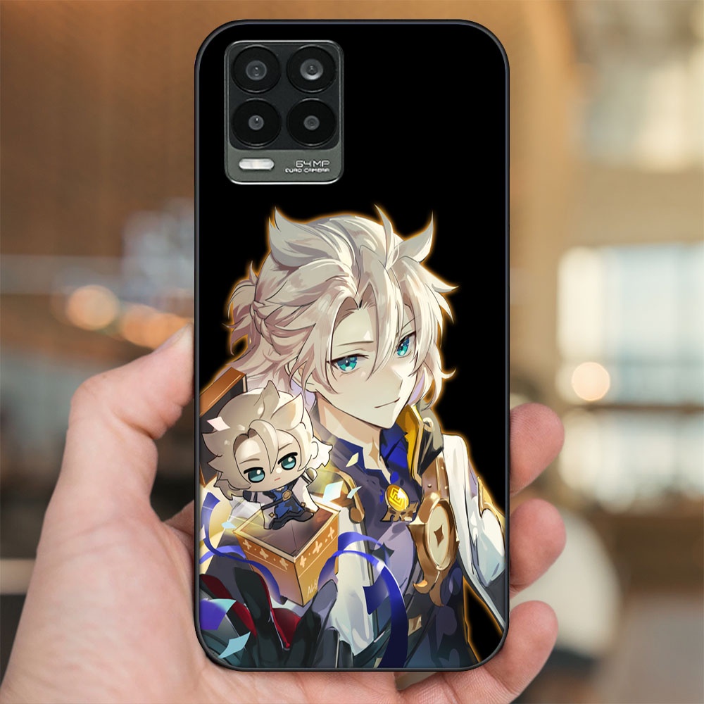 Ốp lưng Realme 8, 8 Pro viền đen in hình Albedo Genshin Impact