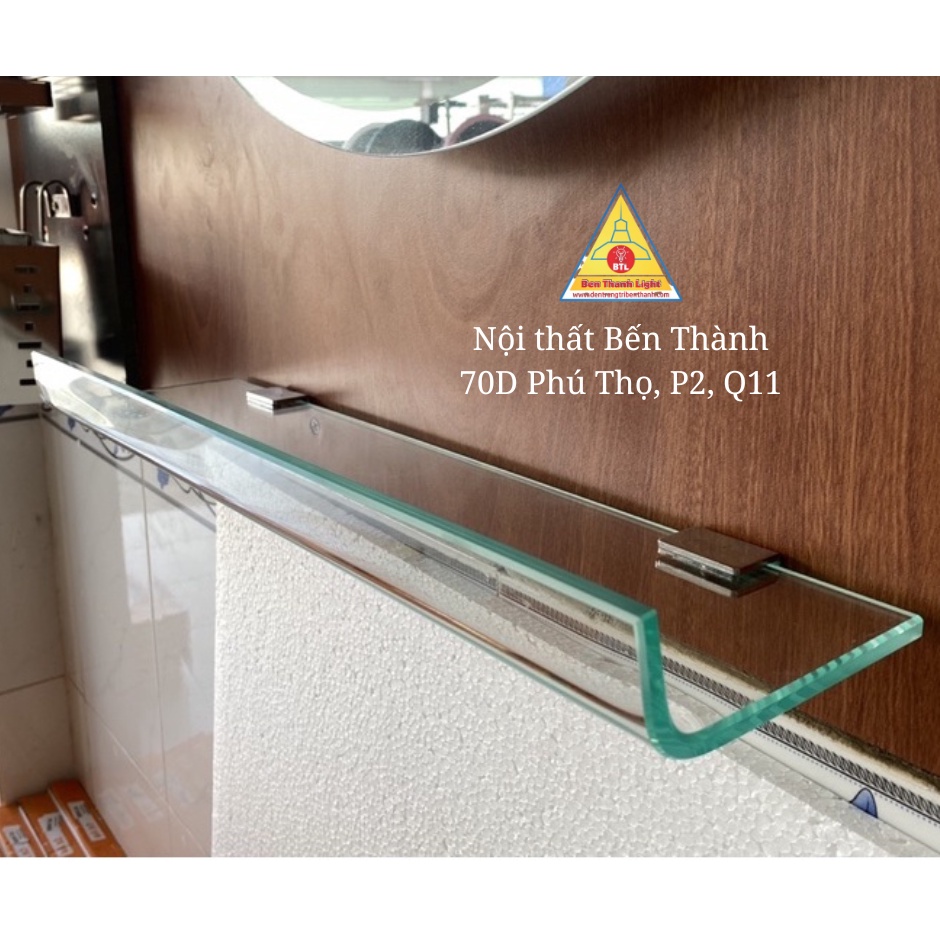 Kệ kính nhà tắm - kệ gương phòng tắm cao cấp TP40 uống cong chất liệu inox 304 dài 50x12cm dày 10mm tặng kèm đinh, ốc,..