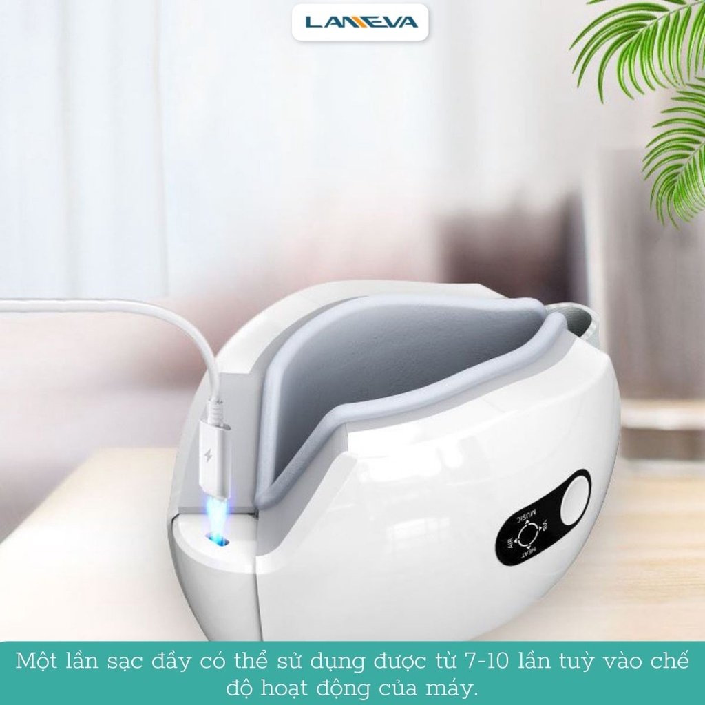Máy Massage Mắt Chườm Nóng Xoa Bóp Nén Khí Cao Cấp LANEVA EM006, Giảm Nhức Mỏi Mắt, Làm Mờ Quầng Thâm, Giúp Thư Giãn.