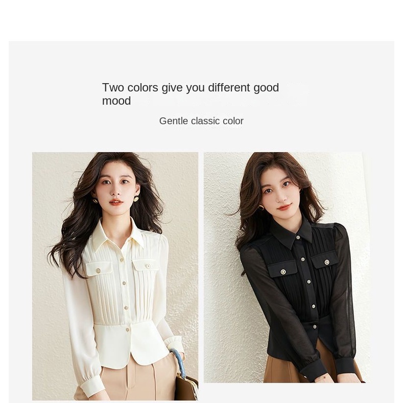 Áo Sơ Mi Vải Voan Tay Dài Ôm Eo Phong Cách Phương Tây Thời Trang Mùa Thu 2022 Mới