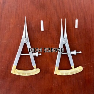 Compa đo mí mắt inox cán vàng