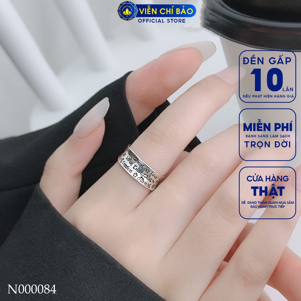 Nhẫn chữ cá tính chất liệu bạc Thái 925 thời trang phụ kiện trang sức nữ Viễn Chí Bảo N000084