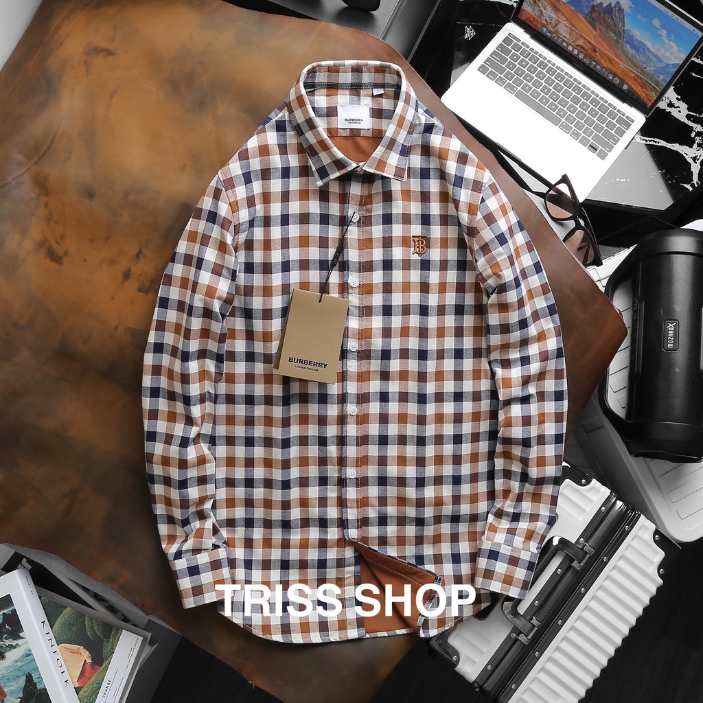 Sơ mi dài tay họa tiết caro BBR chất Cotton Form Chuẩn Slimfit