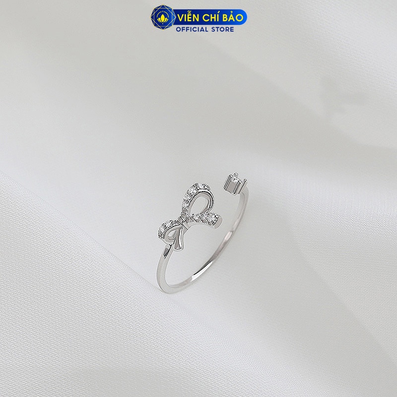 Nhẫn bạc nữ hình nơ đính đá bản hở chất liệu bạc 925 thời trang phụ kiện trang sức Viễn Chí Bảo N400274