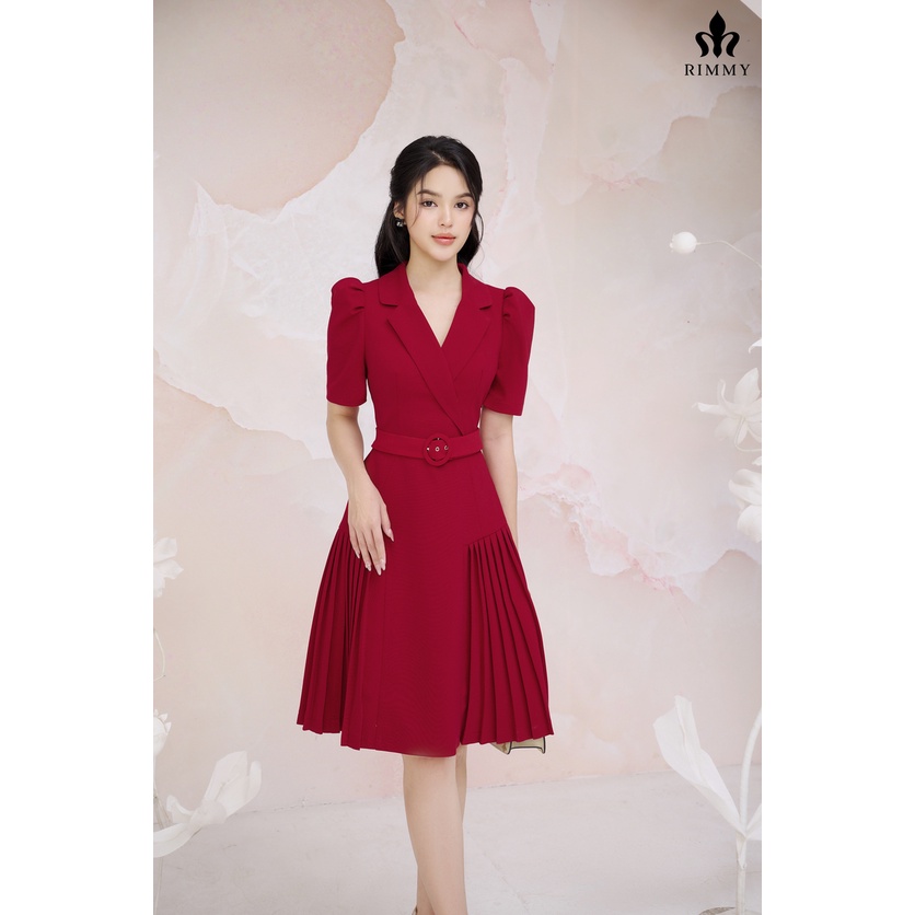 Đầm cổ vết thắt đai eo xếp ly Wena Dress bay Rimmy [KHÔNG KÈM ĐAI]