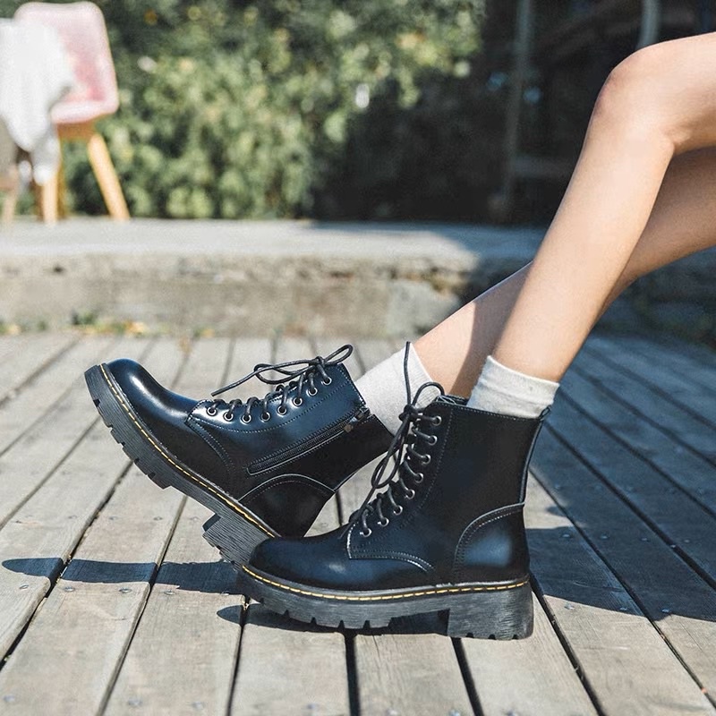 Giày cao cổ Dr Combat Boots 4.5 - Giày da nữ vintage Li retro