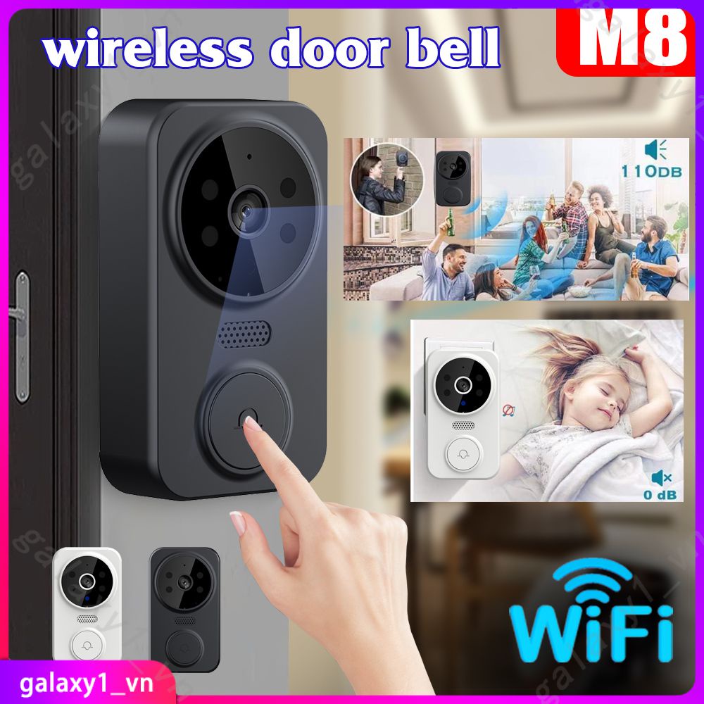 1080P Độ Phân Giải Cao Hình Ảnh Chuông Cửa An Toàn Thông Minh Camera Chuông Cửa Không Dây Video Chuông Cửa Có Hồng Ngoại Nhìn Đêm Thời Gian Thực giám Sát (Galaxy1)