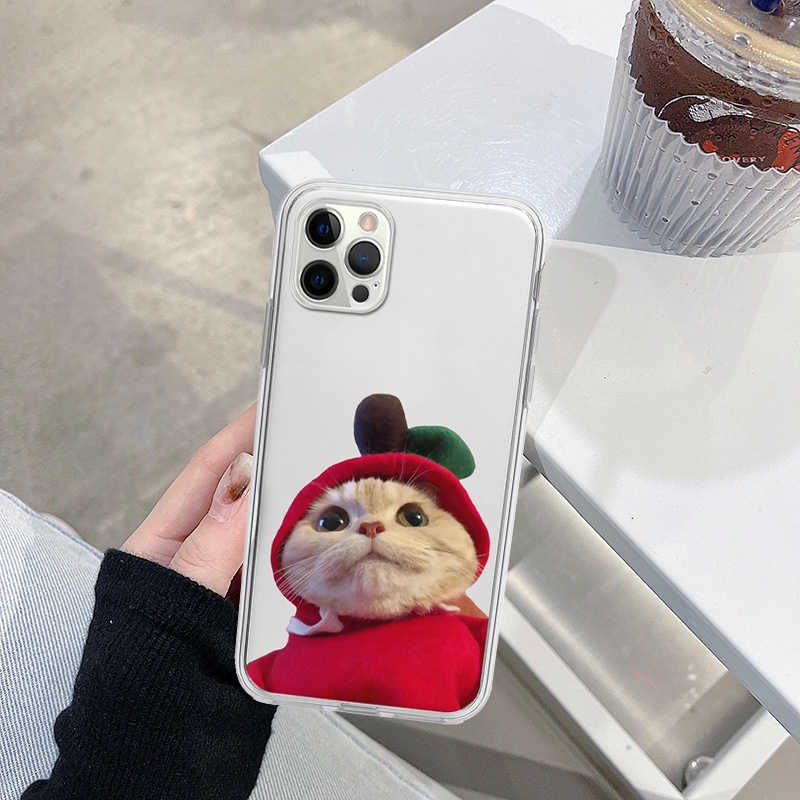 Ốp iphone cạnh vuông mèo áo đỏ bảo vệ cam 6/6splus/7/7plus/8/8plus/x/xr/xs/11/12/13/14/pro/max/plus/promax