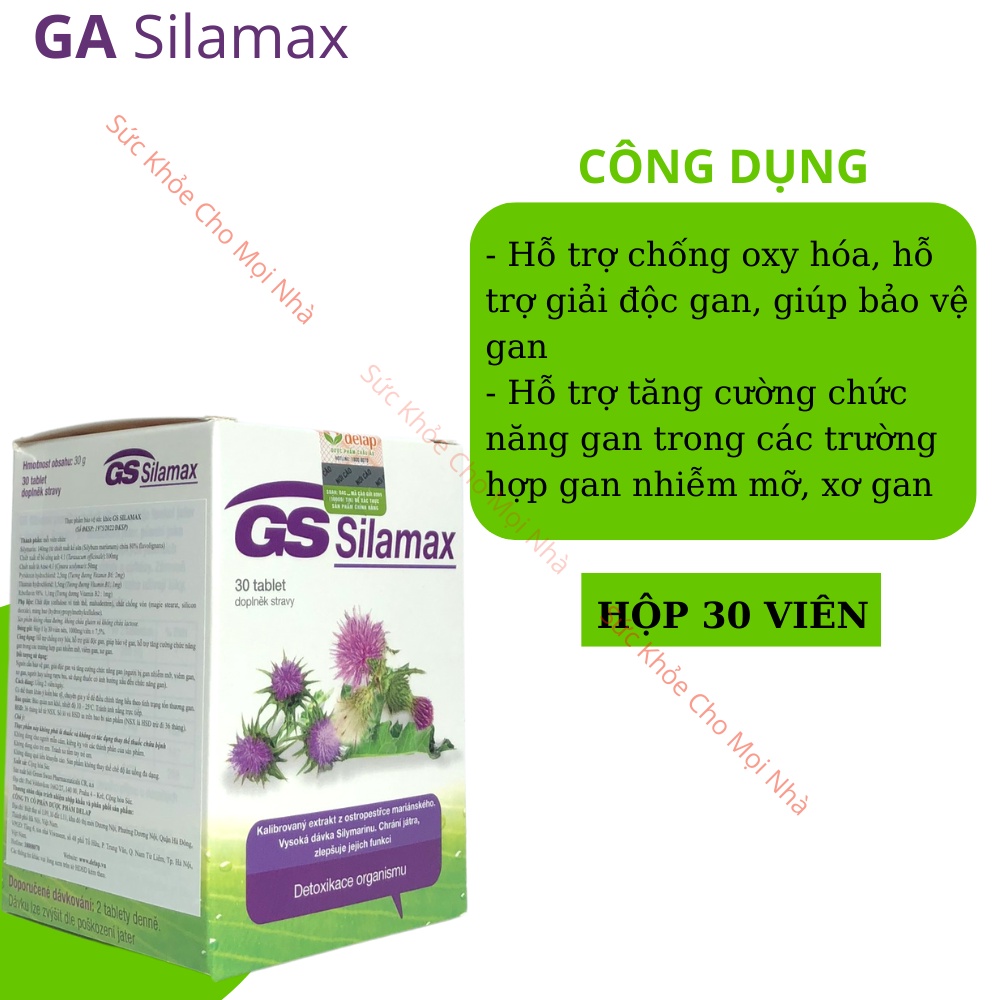 Viên uống GS Silamax hỗ trợ chống oxy hóa giải độc và bảo vệ gan tăng cường sức năng gan 30 viên