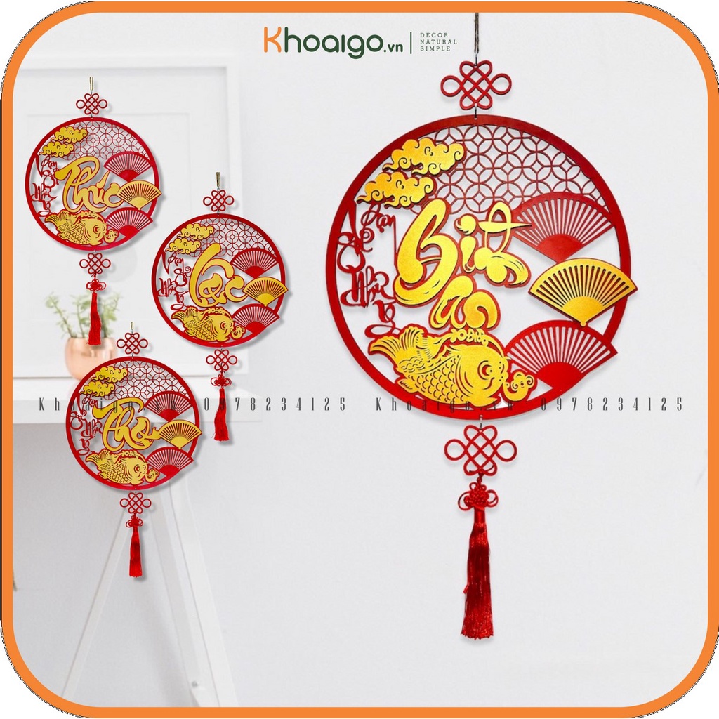 Vòng gỗ treo cửa trang trí tết bình an, phụ kiện xinh xắn trước cửa nhà, cửa phòng, mang tài lộc, phú quý cho gia đình
