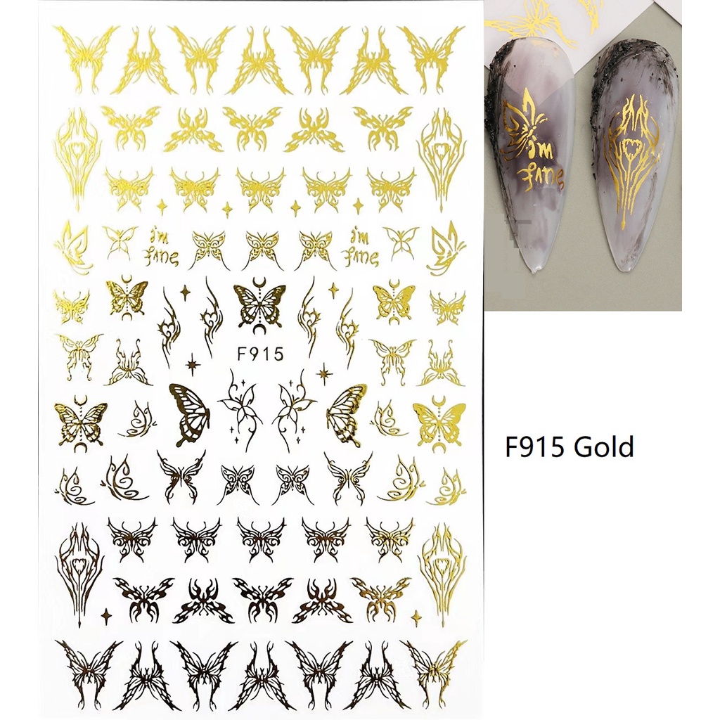 Miếng Dán Trang Trí Móng Tay 3D Họa Tiết Hoa Lá / Bướm / Mặt Trăng / Chữ Cái Màu Trắng BEF915