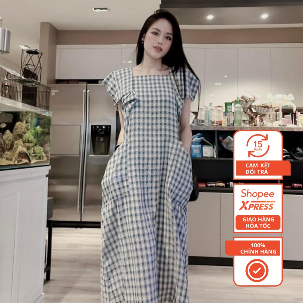Váy Suông Kẻ Sọc Cánh Tiên 2 Túi Freesize (40 - 75kg)