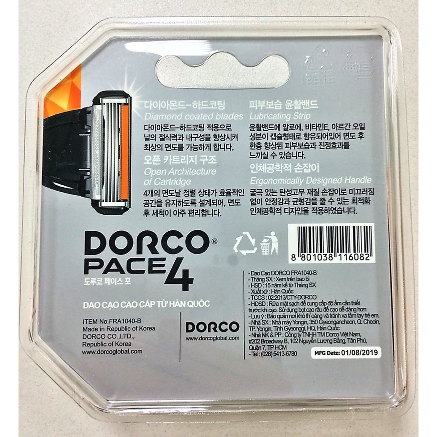 Hộp 4 Đầu Dao Cạo 4 Lưỡi Dorco Pace 4 Và Hộp Quà Tặng Cán Dao Cạo Dorco