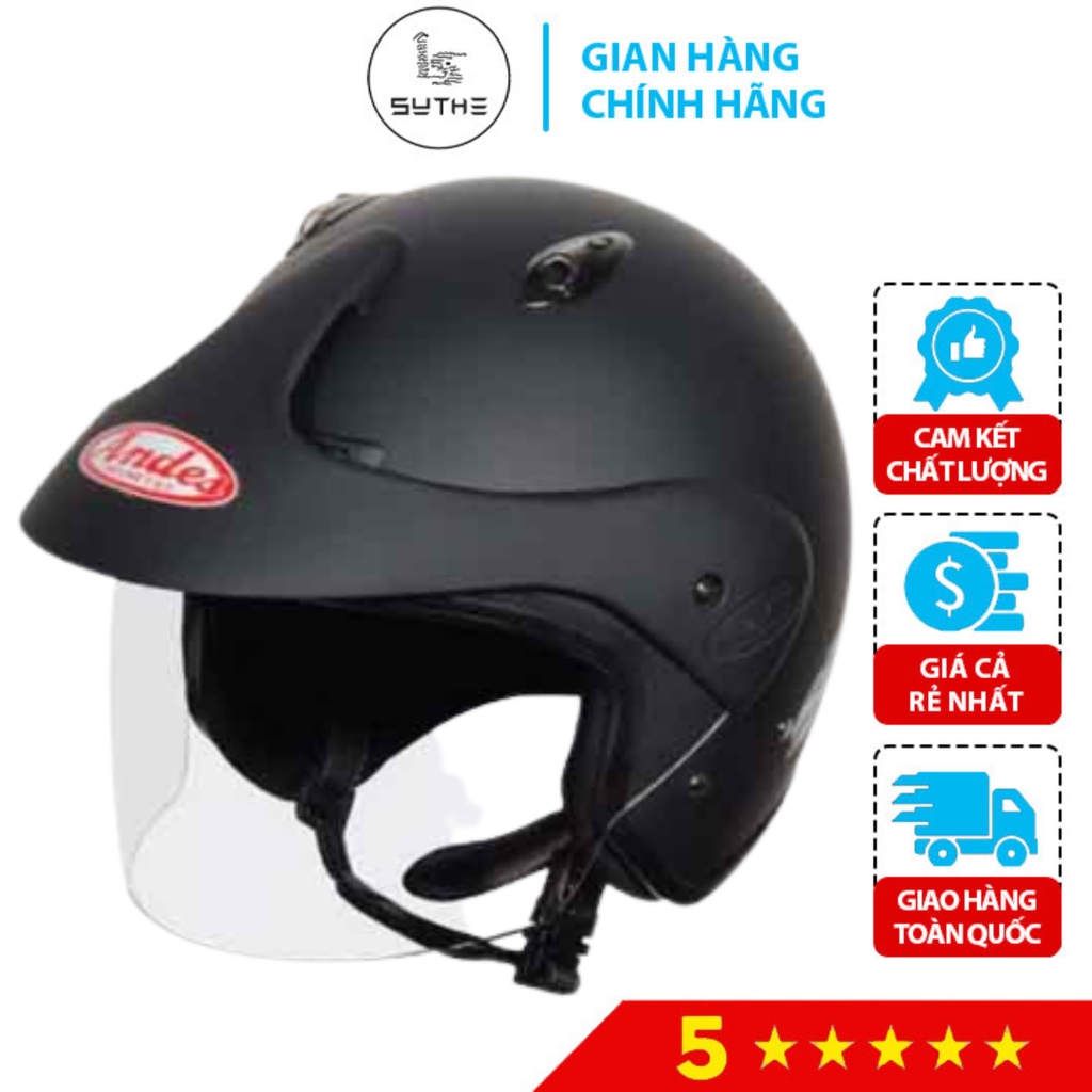 Mũ Bảo Hiểm 3/4 Andes 306E Có Kính Chính Hãng Freeship Toàn Quốc