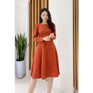 Váy nhung cổ thuyền thiết kế 02