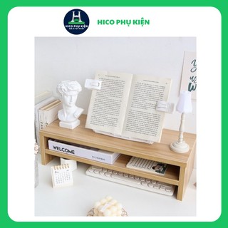 Kệ máy tính kiêm để sách, kệ gỗ lắp ghép, 2 tầng hiện đại.
