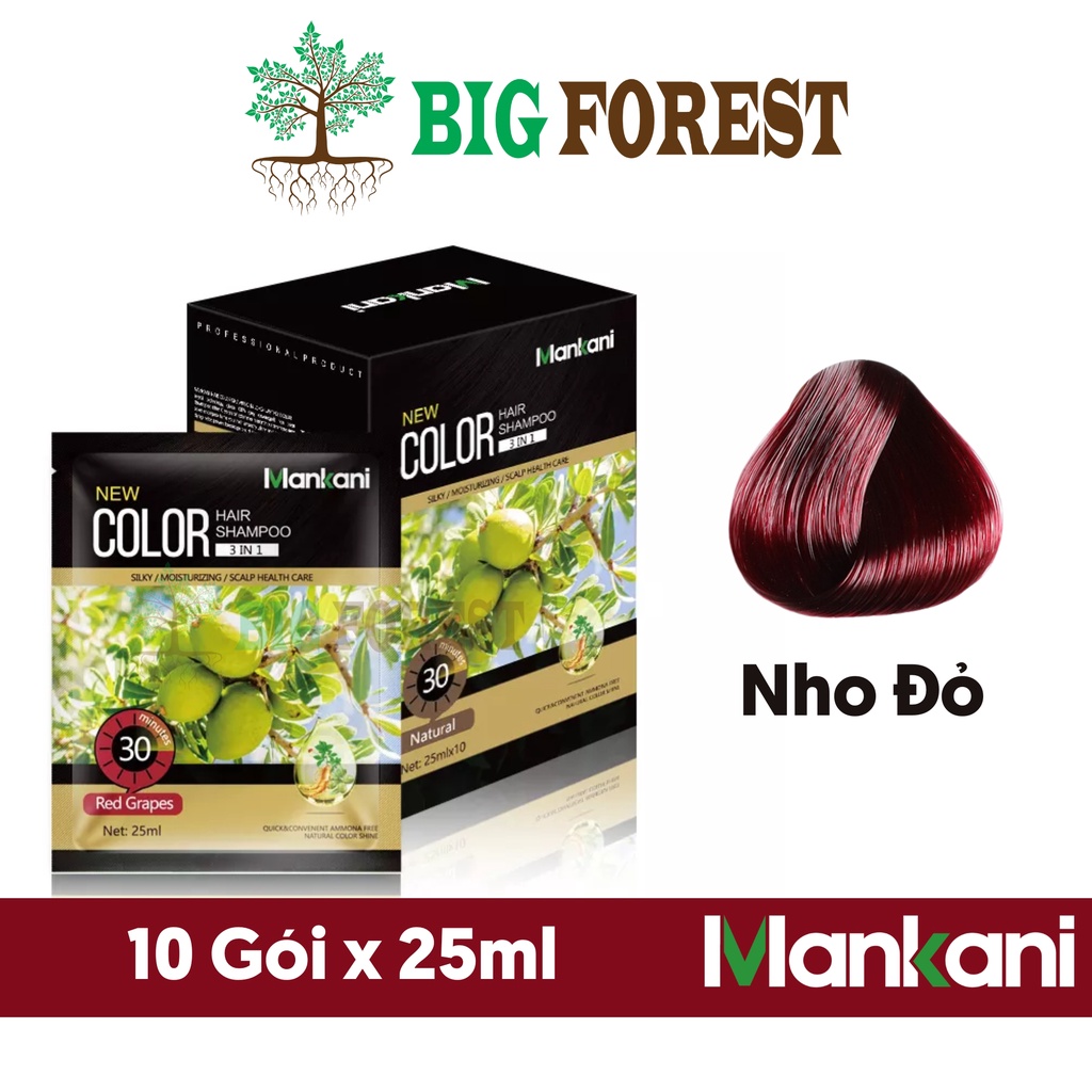 Hộp dầu gội nhuộm tóc, thảo dược màu Nho Đỏ, Mankani [250ml - Chính Hãng]