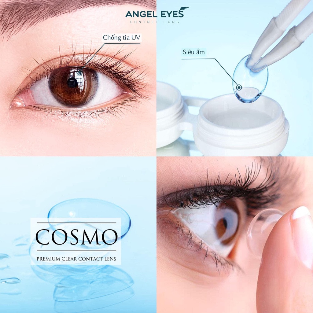 Kính Áp Tròng / Lens mắt không màu TRONG SUỐT không giãn đeo được 8-12h ĐỘ CẬN 0-15
