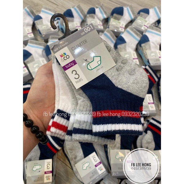 Set 3 đôi tất chống trơn bé trai bé gái