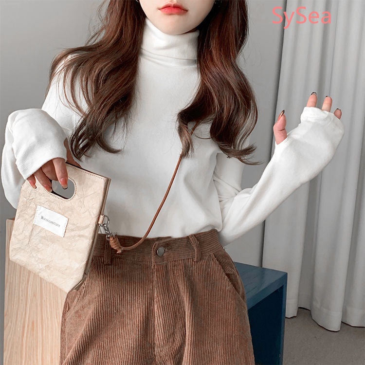 Áo Thun Nữ Dài Tay Cổ Cao Dáng Ôm Dày Dặn Giữ Ấm Mùa Đông